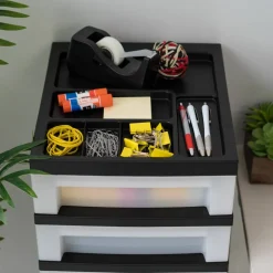 IRIS Black 9-Drawer Storage Cart with Organizer Top