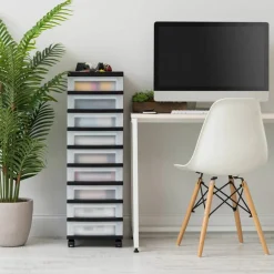 IRIS Black 9-Drawer Storage Cart with Organizer Top