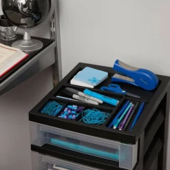 Iris® Black 4-Drawer Storage Cart with Organizer Top