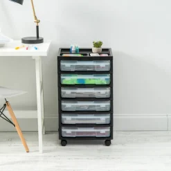 Iris® 6 Case Black Rolling Scrapbook Cart