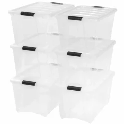 Iris® Clear Stack & Pull⢠Storage Tote, 6 Pack