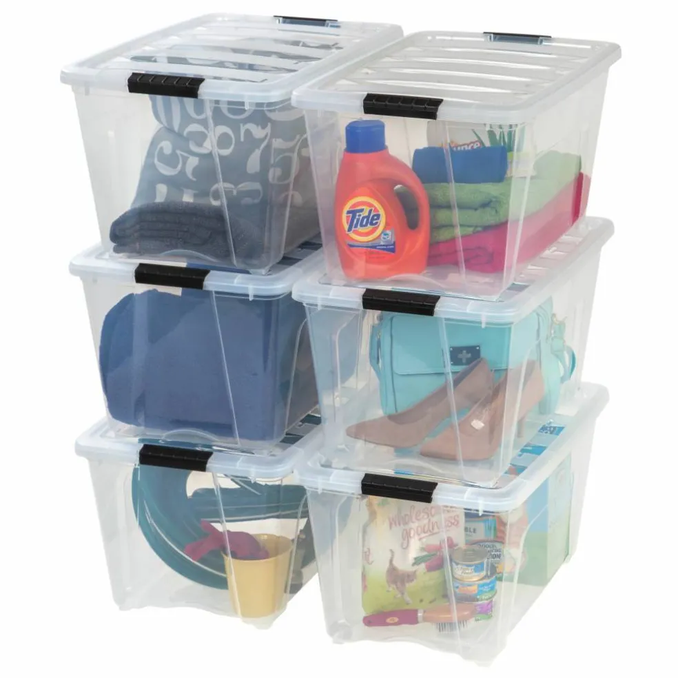 Iris® Clear Stack & Pull™ Storage Tote, 6 Pack