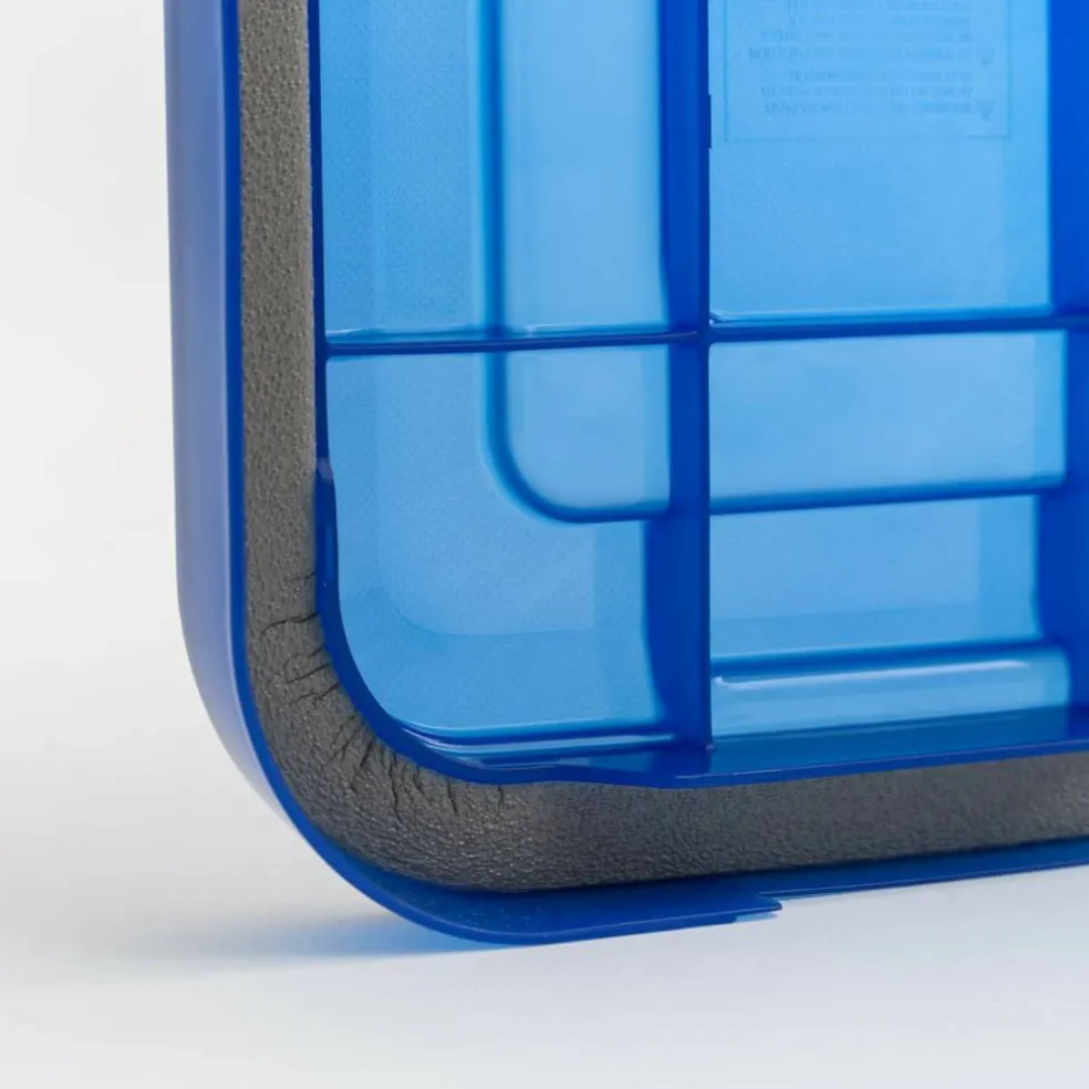 IRIS Element Resistant Clear Plastic Storage Boxes with Blue Lid