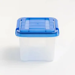 IRIS Element Resistant Clear Plastic Storage Boxes with Blue Lid