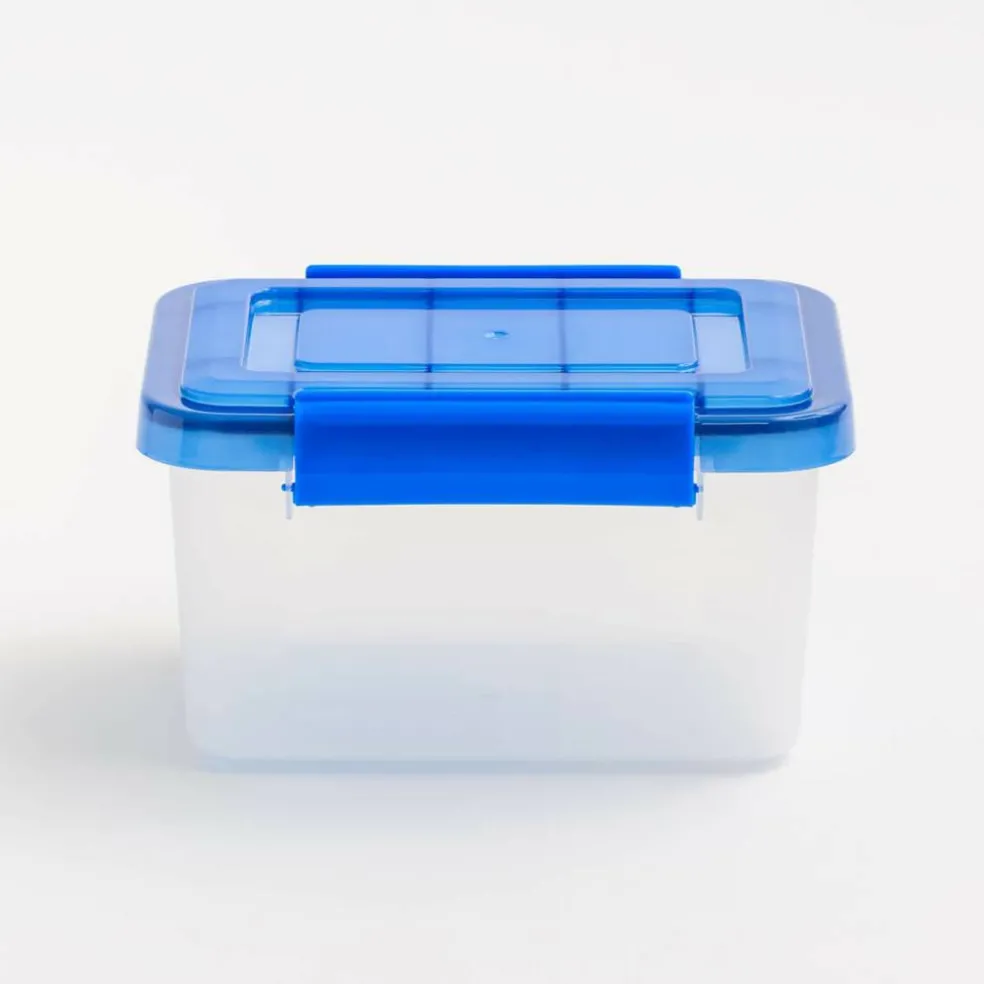 IRIS Element Resistant Clear Plastic Storage Boxes with Blue Lid