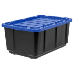 IrisĀ® 27 Gal. Blue Stackable Storage Totes, 4 Ct