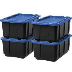 Iris® 27 Gal. Blue Stackable Storage Totes, 4 Ct