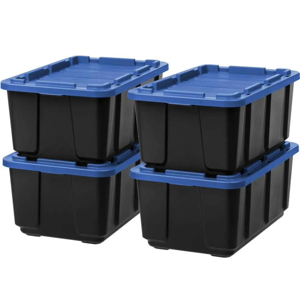 Iris® 27 Gal. Blue Stackable Storage Totes, 4 Ct
