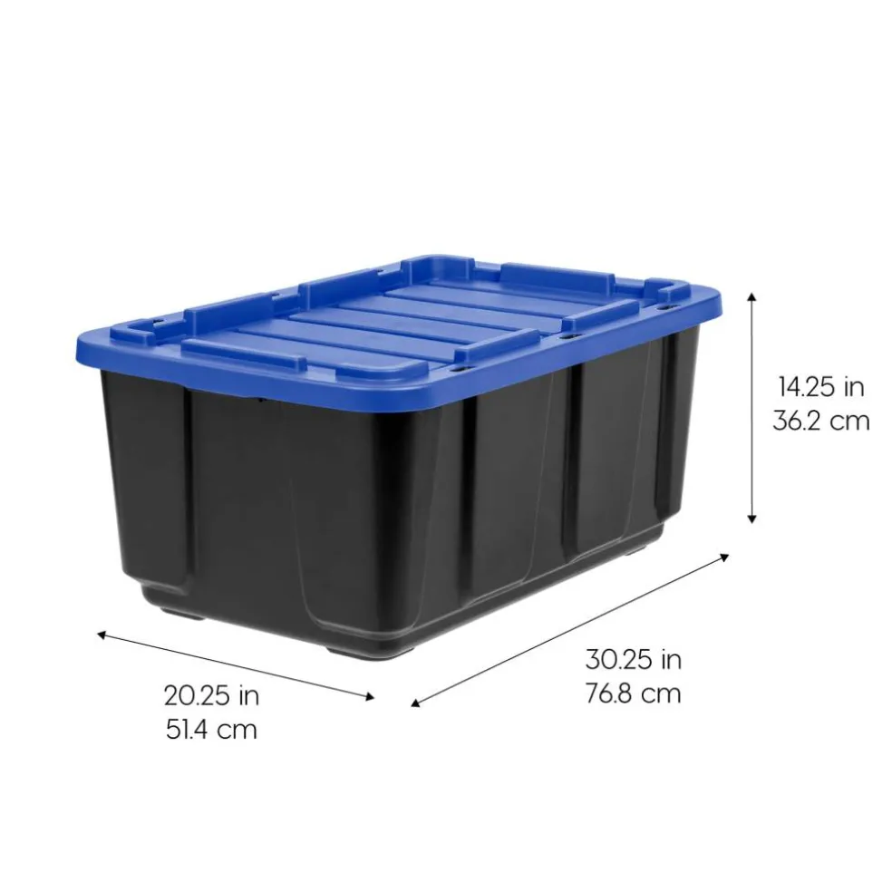 Iris® 27 Gal. Blue Stackable Storage Totes, 4 Ct