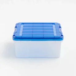 Iris® 6.5gal. Clear Plastic Storage Boxes With Blue Lid, 4 Pack