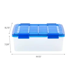 Iris® 6.5gal. Clear Plastic Storage Boxes With Blue Lid, 4 Pack