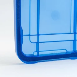 IRIS 15gal. Clear Plastic Storage Boxes with Blue Lid, 4ct.