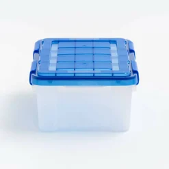 Iris® 4gal. Clear Plastic Storage Boxes With Blue Lid, 6 Pack