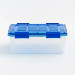 Iris® 4gal. Clear Plastic Storage Boxes With Blue Lid, 6 Pack