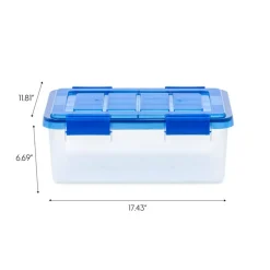 Iris® 4gal. Clear Plastic Storage Boxes With Blue Lid, 6 Pack