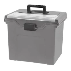 Iris® Gray, Portable File Box Letter Size, 4 Ct