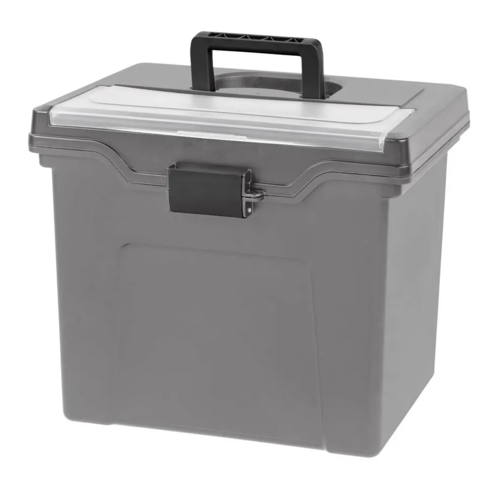 Iris® Gray, Portable File Box Letter Size, 4 Ct