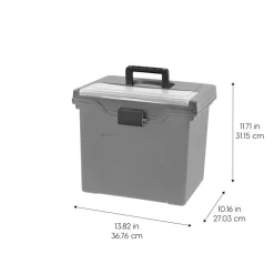 Iris® Gray, Portable File Box Letter Size, 4 Ct