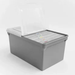 Iris® Gray Split-Lid Letter Size File Box, 4 Pack
