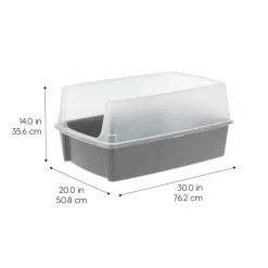 Iris® Open Top Cat Litter Box, Gray