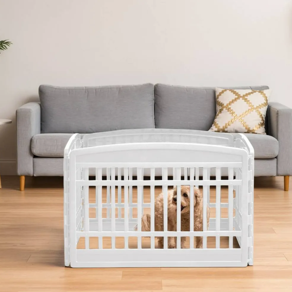 IRIS 4-8Panel 24/34"H Plastic Pet Playpen without Door