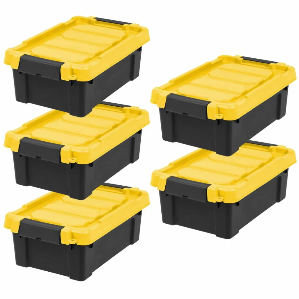 IRIS® 13.3qt. Black Store-It-All Utility Totes with Yellow Buckle Lids, 5ct.