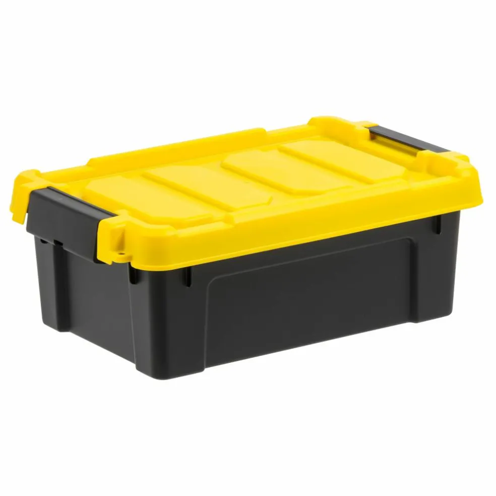 IRIS® 13.3qt. Black Store-It-All Utility Totes with Yellow Buckle Lids, 5ct.