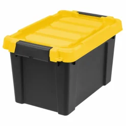 IRIS® 21.9qt. Black Store-It-All Utility Totes with Yellow Buckle Lids, 4ct.