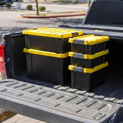 IRIS® 47qt. Black Store-It-All Utility Totes with Yellow Buckle Lids, 3ct.