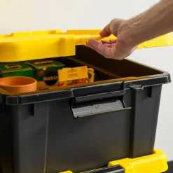 IRIS® 47qt. Black Store-It-All Utility Totes with Yellow Buckle Lids, 3ct.