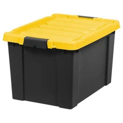 IRISĀ® 78.5qt. Black Store-It-All Utility Totes with Yellow Buckle Lids, 2ct.