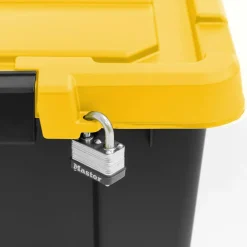 IRIS® 78.5qt. Black Store-It-All Utility Totes with Yellow Buckle Lids, 2ct.