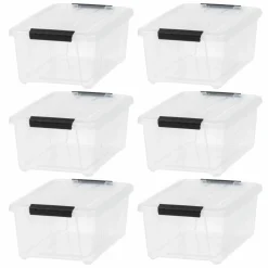 IRIS® 13.5qt. Buckled Clear Boxes with Clear Buckle Lids, 6ct.