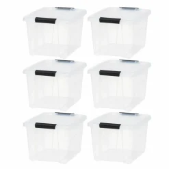 IRIS® 20.5qt. Buckled Clear Boxes with Clear Buckle Lids, 6ct.
