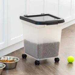 IRIS 32.5qt. Clear/Black Pet Food Container with Sealed Top