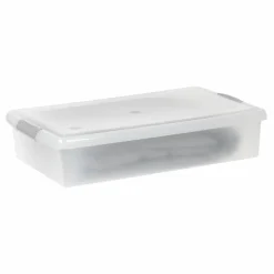 IRIS® 40qt. Clear Store & Slide Box with Lid & Gunsmoke Gray Latches