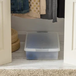 IRIS® 40qt. Clear Store & Slide Box with Lid & Gunsmoke Gray Latches