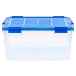 IRIS® 60qt. Clear Ultimate Box with Blue Buckle Lid