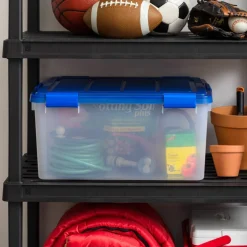 IRIS® 60qt. Clear Ultimate Box with Blue Buckle Lid