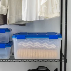 IRIS® 60qt. Clear Ultimate Box with Blue Buckle Lid