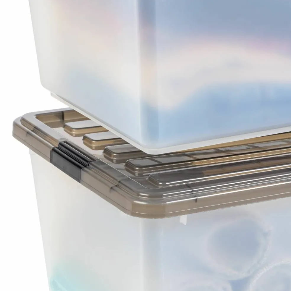 Iris® 91qt. Clear View Plastic Storage Bins with Gray Latching Buckle Lids, 4ct.