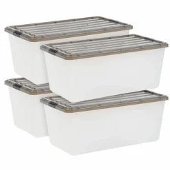 Iris® 91qt. Clear View Plastic Storage Bins with Gray Latching Buckle Lids, 4ct.