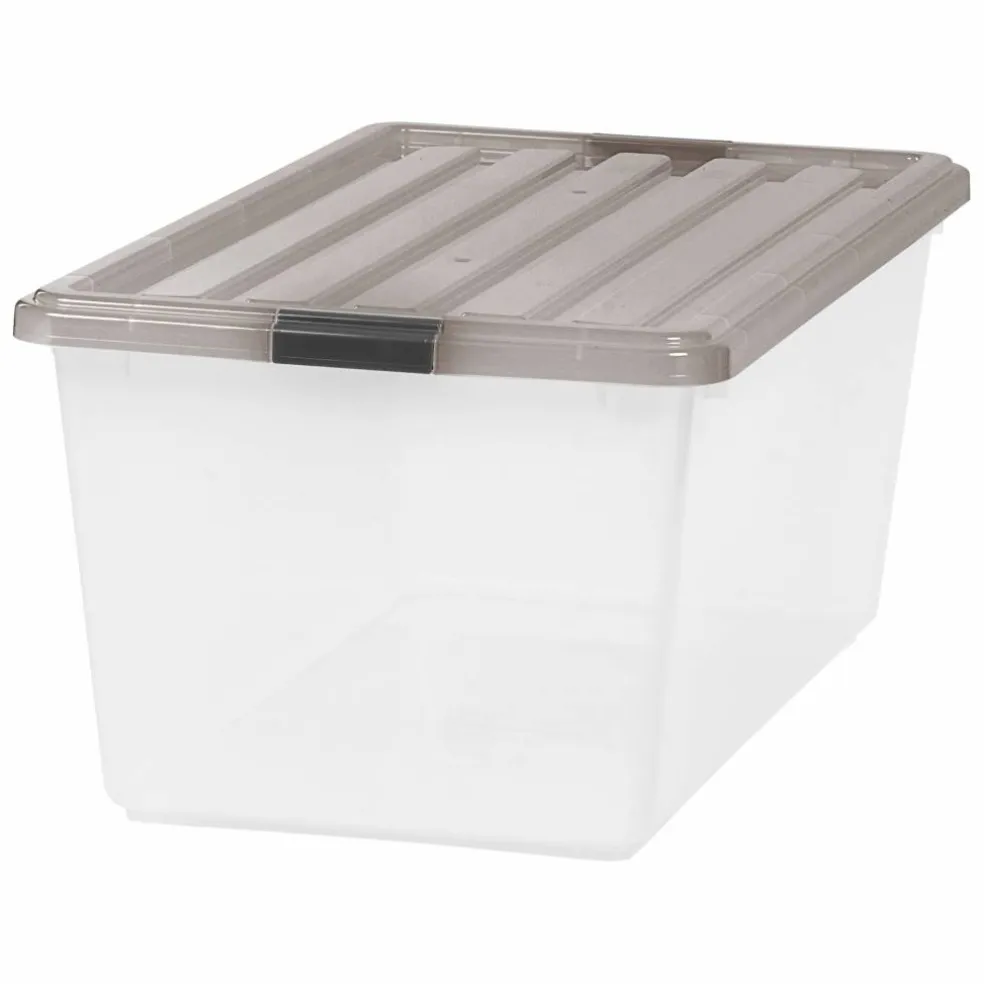 Iris® 91qt. Clear View Plastic Storage Bins with Gray Latching Buckle Lids, 4ct.