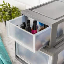IRISĀ® 6qt. Gray Stackable Storage Bin with Clear Drawer