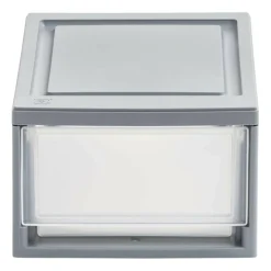 IRIS® 6qt. Gray Stackable Storage Bin with Clear Drawer