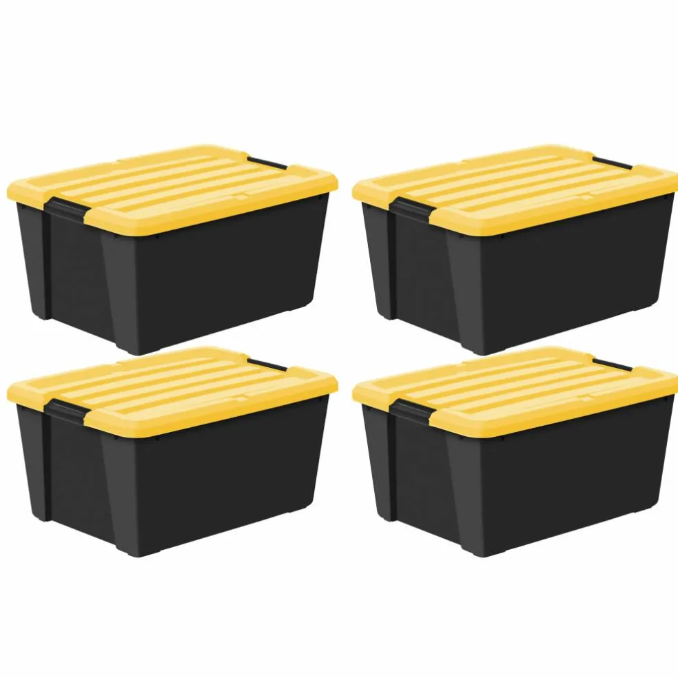 Iris® 45 Qt. Yellow, Plastic Storage Bins, 4 Ct