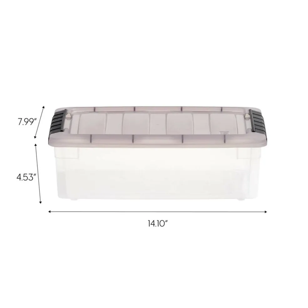 IRIS Stack & Pull Clear Plastic Storage Boxes with Gray Lid