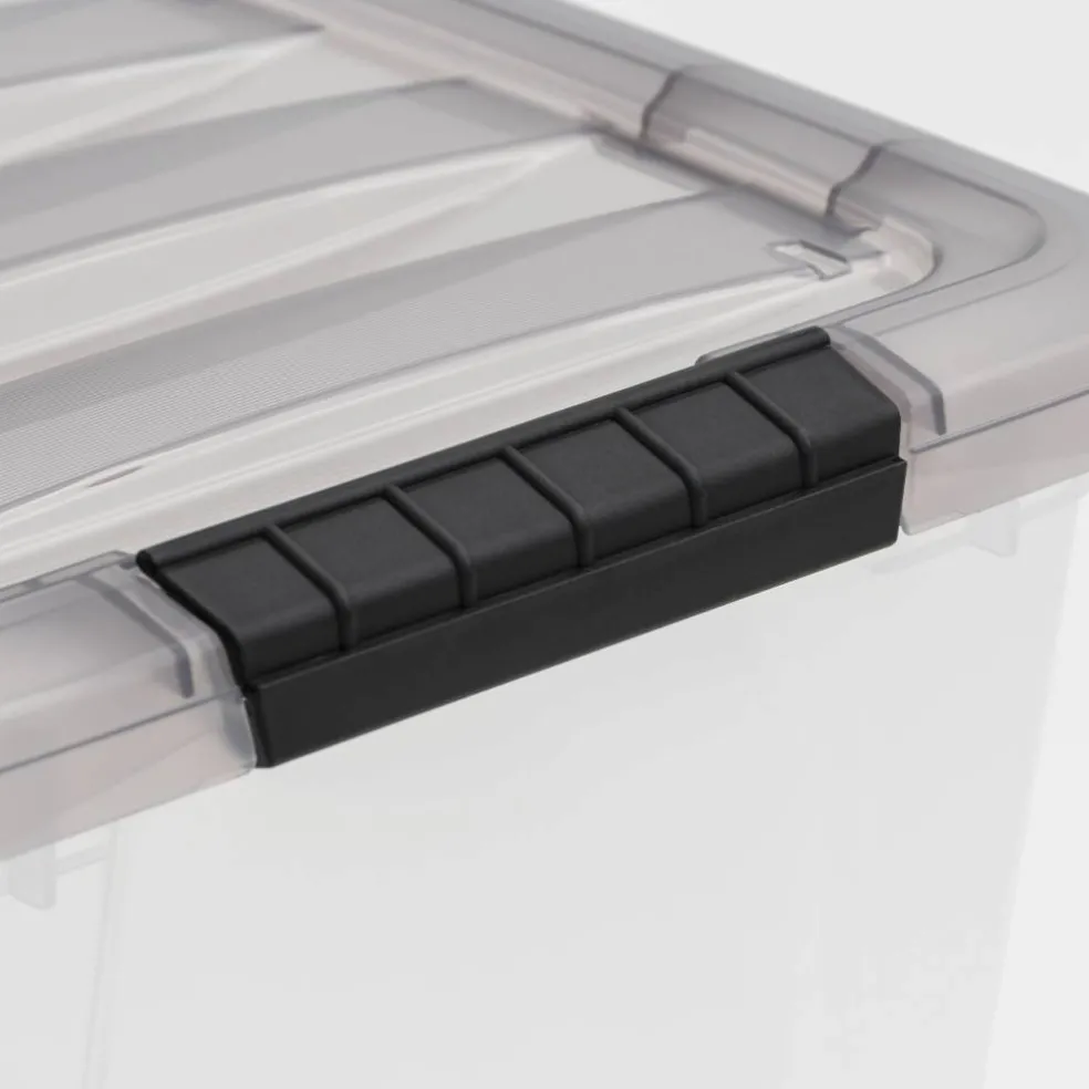 IRIS Stack & Pull Clear Plastic Storage Boxes with Gray Lid