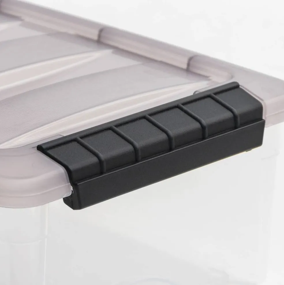 IRIS Stack & Pull Clear Plastic Storage Boxes with Gray Lid