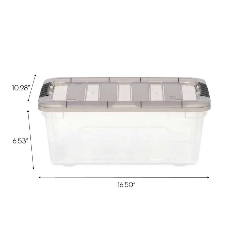 IRIS Stack & Pull Clear Plastic Storage Boxes with Gray Lid